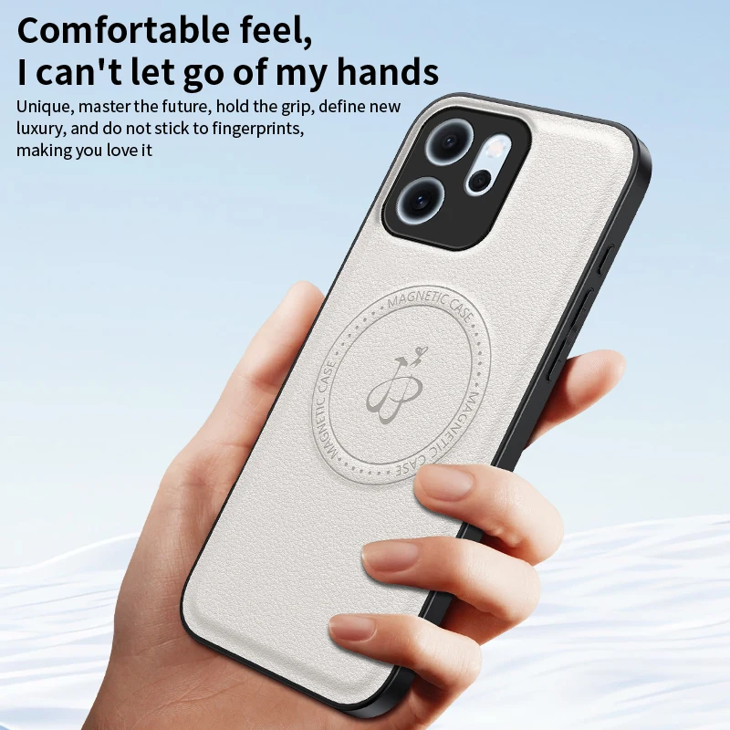Магнитный чехол с беспроводной зарядкой для OPPO Reno 14F Reno14 F 5G, защитный чехол из искусственной кожи, твердая задняя крышка, чехол Funda (art.: 3920d14dc8511) - 3920d14dc8511