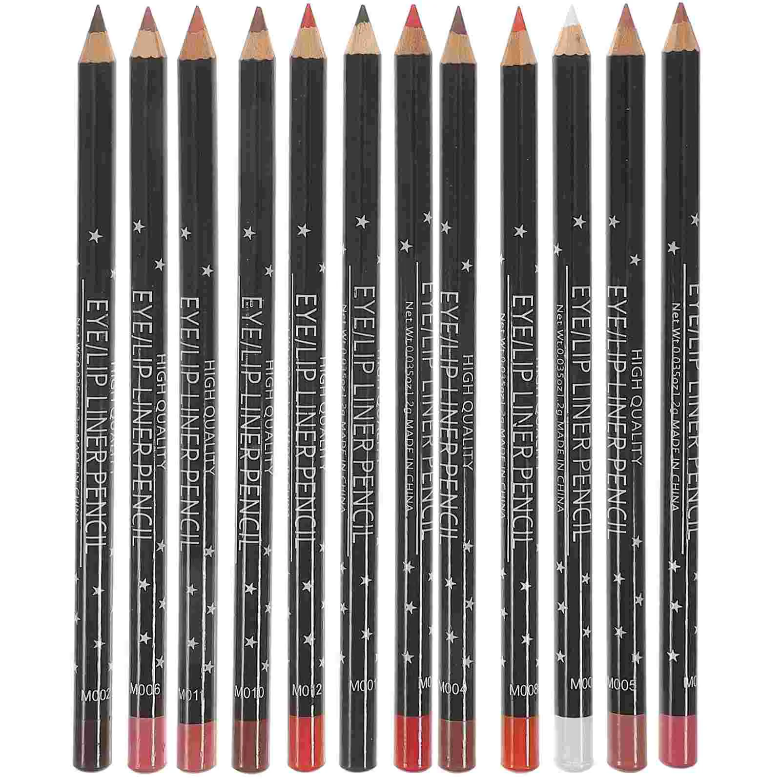 12 Pcs Water Proof Lip Sticks Liner Cold Brew Bamboo Black Eyeliner Women Pencil