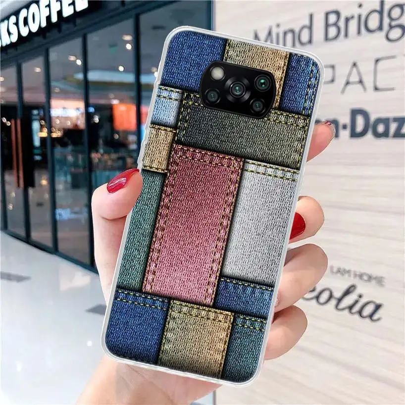 Фото Мягкий чехол для телефона Jeans Cowboy Denim с принтом для Xiaomi Poco X7 X6 X5 Pro X4 X3 Nfc F7 Ultra F6 Pro F5 M5s M5 M4 F4 Gt Coque Cover №3