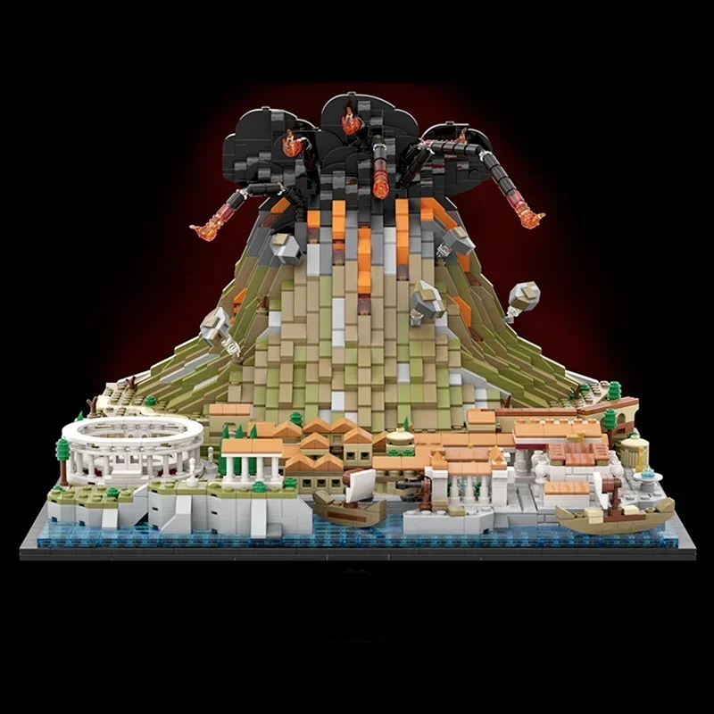 Фото Moc строительные кирпичи, модель с видом на улицу, Vesuvius Pompeii Volcano, технология, модульные блоки, подарки, игрушки для детей, наборы для самостоятельной сборки, сборка №4