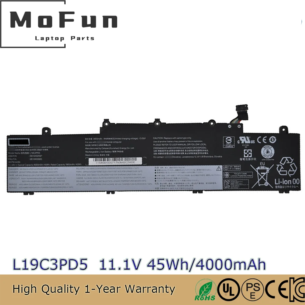 Оригинальный аккумулятор для ноутбука L19C3PD5 11,1 В 45 Втч для Lenovo ThinkPad E14 Gen 2 20T6 20TA L19D3PD5 L19M3PD5