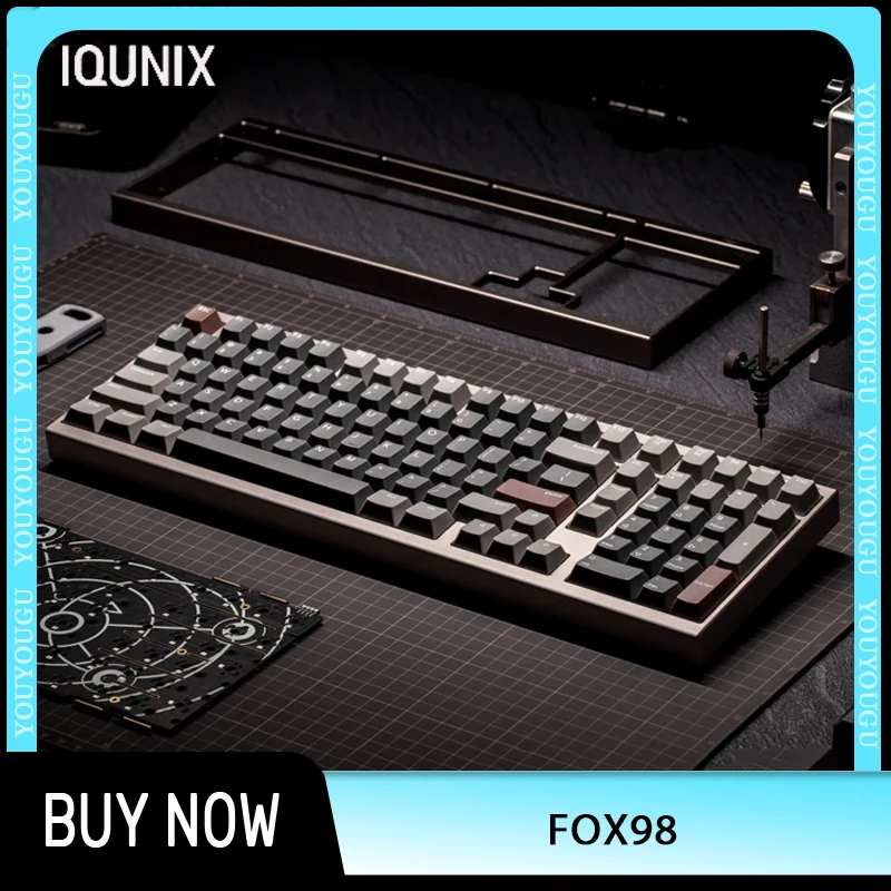 IQUNIX FOX98 FOX99 Механическая клавиатура из алюминиевого сплава Трехрежимная беспроводная игровая клавиатура RGB Прокладка Поддержка VIAL ПК Геймер Подарок