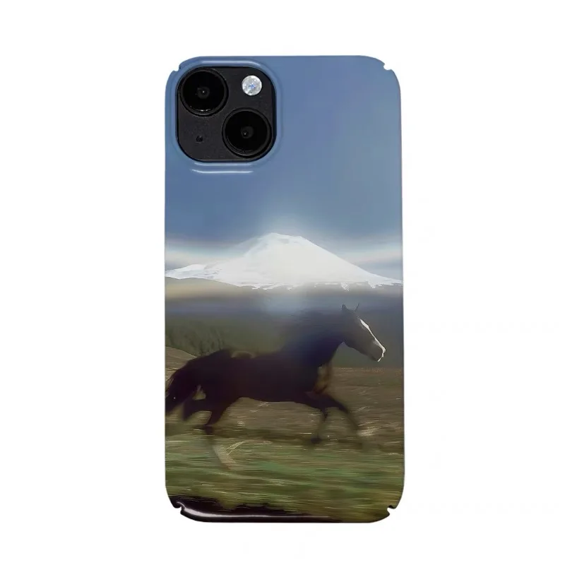 Чехол Blue Sky Grassland Running Horse с рисунком для IPhone 16E 15 14 13 Pro Max 12 Mini 11 XR, противоударный защитный жесткий чехол для ПК