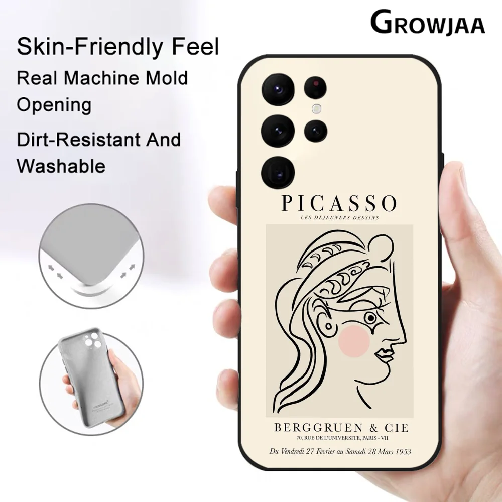 Фото Чехол для телефона P-Picasso с абстрактной художественной росписью для Samsung Galaxy S24 Ultra S22 S23 Ultra S21 S20 5G, защитный силиконовый чехол из ТПУ №3