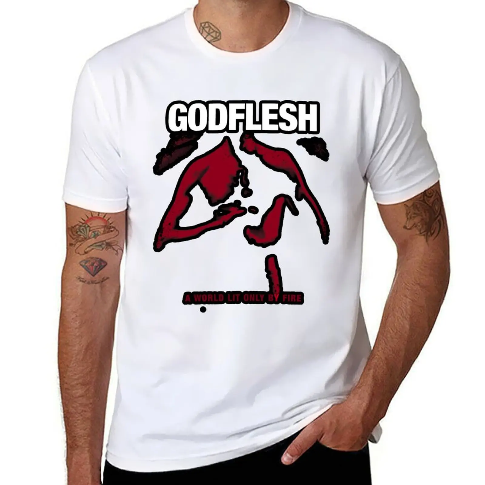 Футболка GODFLESH, забавные футболки, мужские хлопковые футболки, мужская футболка 100%