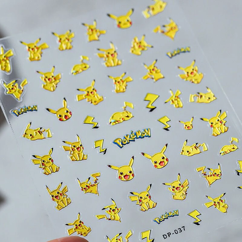 Kawaii, Pokemon Пикачу Бульбазавр, Сквиртл, мультфильм, сотовый телефон, клавиатура, компьютер, маникюр, наклейка, рельефный 3D стерео мультфильм вокруг