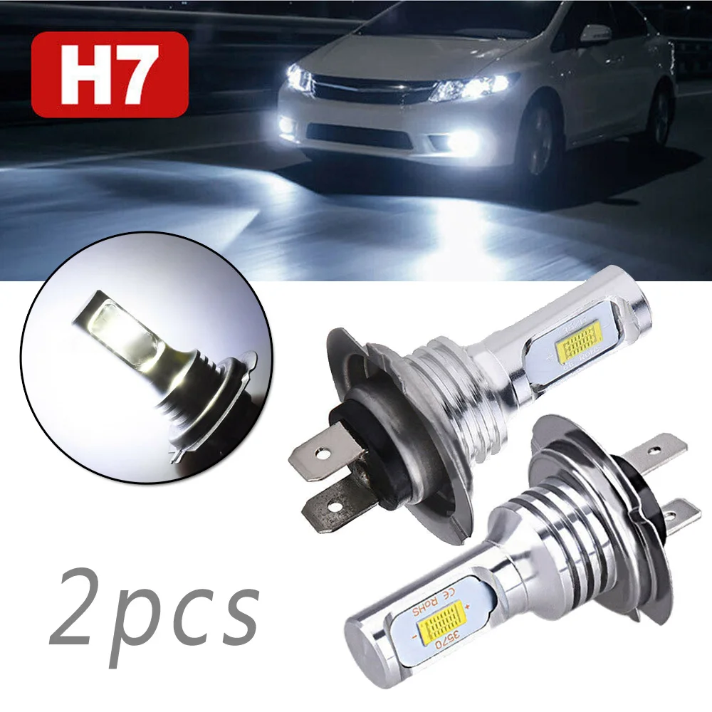 2 шт. H7 DC12-24V Автомобильный светодиодный светильник CSP Комплект для переоборудования фар 3570 Лампа из бисера Дальнего ближнего света 55 Вт 8000LM 6000K Автоматическая светодиодная фара
