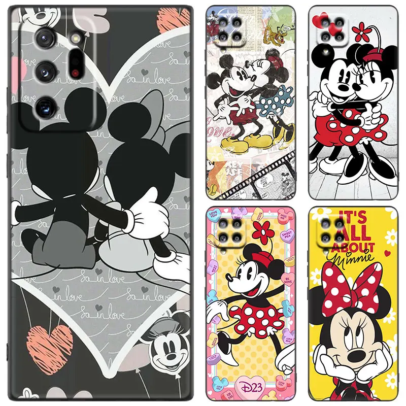 Черный чехол Kawaii Минни Микки Маус Любовь для Samsung M14 M13 M12 M54 M53 M52 M33 M04 M23 Note 10 Plus 20 Ultra A6 A7 2018 A5