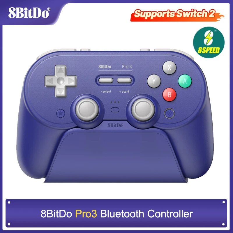 8BitDo — Bluetooth-контроллер Pro 3 для Nintendo Switch 1/2, ПК, Windows, Apple, SteamOS, Android с зарядной док-станцией, джойстиками TMR Видеоигры и аксессуары