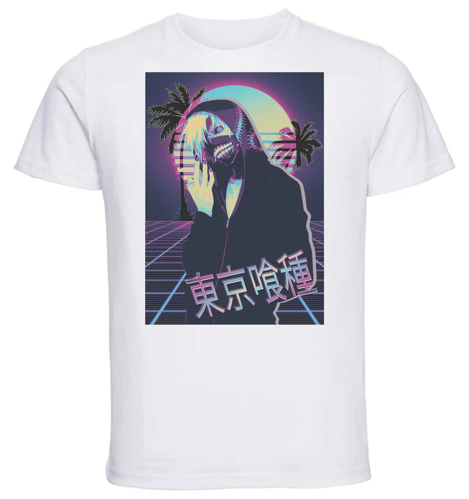 Белая футболка в стиле 80-х Vaporwave, Токийский Гуль, канеки, одежда унисекс
