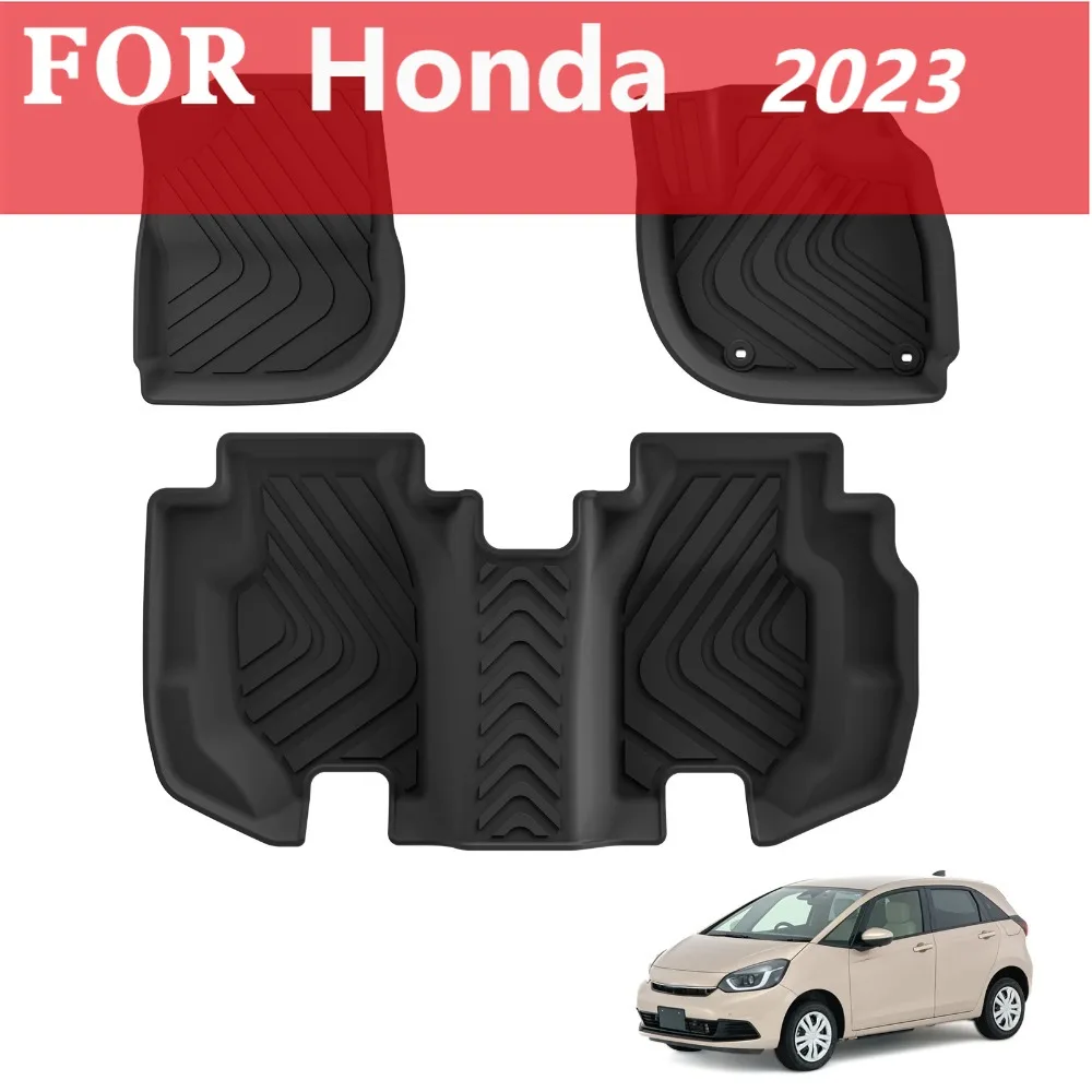 Топливная система RHD подходит для Honda Fit Jazz GK GP5 2023, модель TPE 3D, автомобильные коврики, водонепроницаемые всепогодные аксессуары, черный цвет