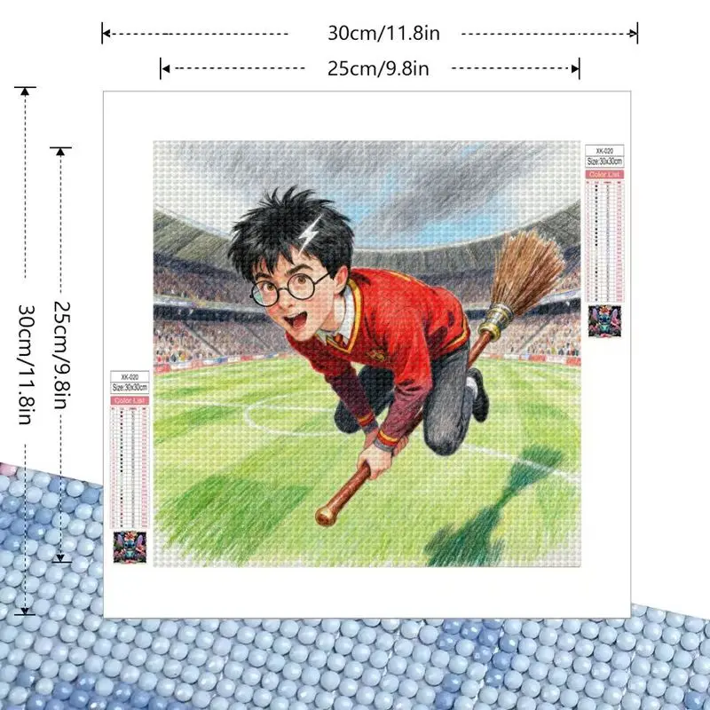 Фото 1 шт. 5D DIY Гарри Поттер набор алмазной живописи, игра Quidditch, летающая метла, полная дрель, круглая/квадратная вышивка стразами, искусство №5