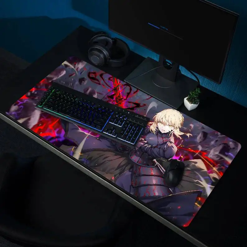 Фото Fate Grand Order Saber аниме коврик для мыши большой игровой коврик для мыши LockEdge утолщенный коврик для компьютерной клавиатуры, настольный коврик №2