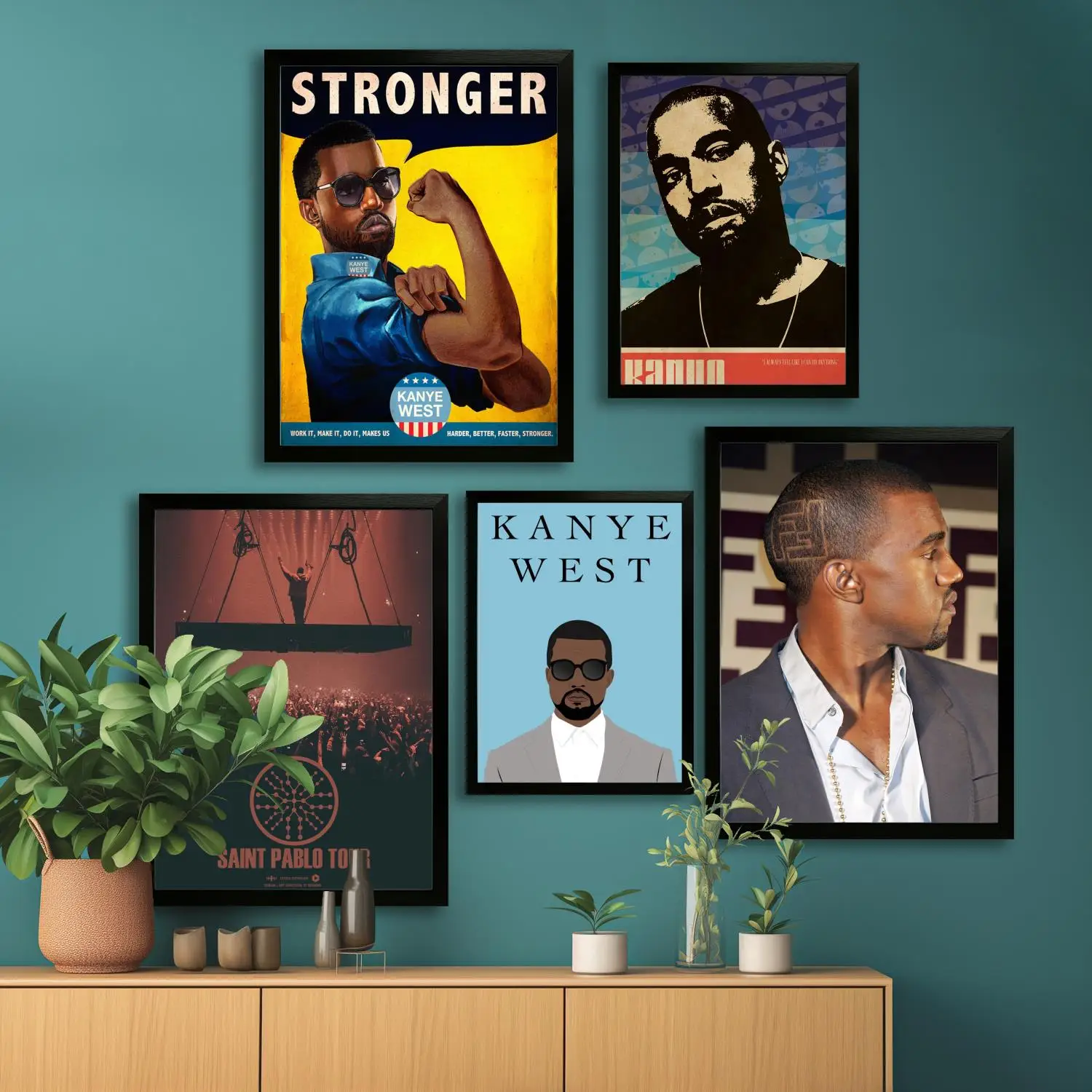 Kanye West Холст Художественный постер и настенное искусство, печать с изображением, современная семья, декор для спальни, постеры, декоративная живопись