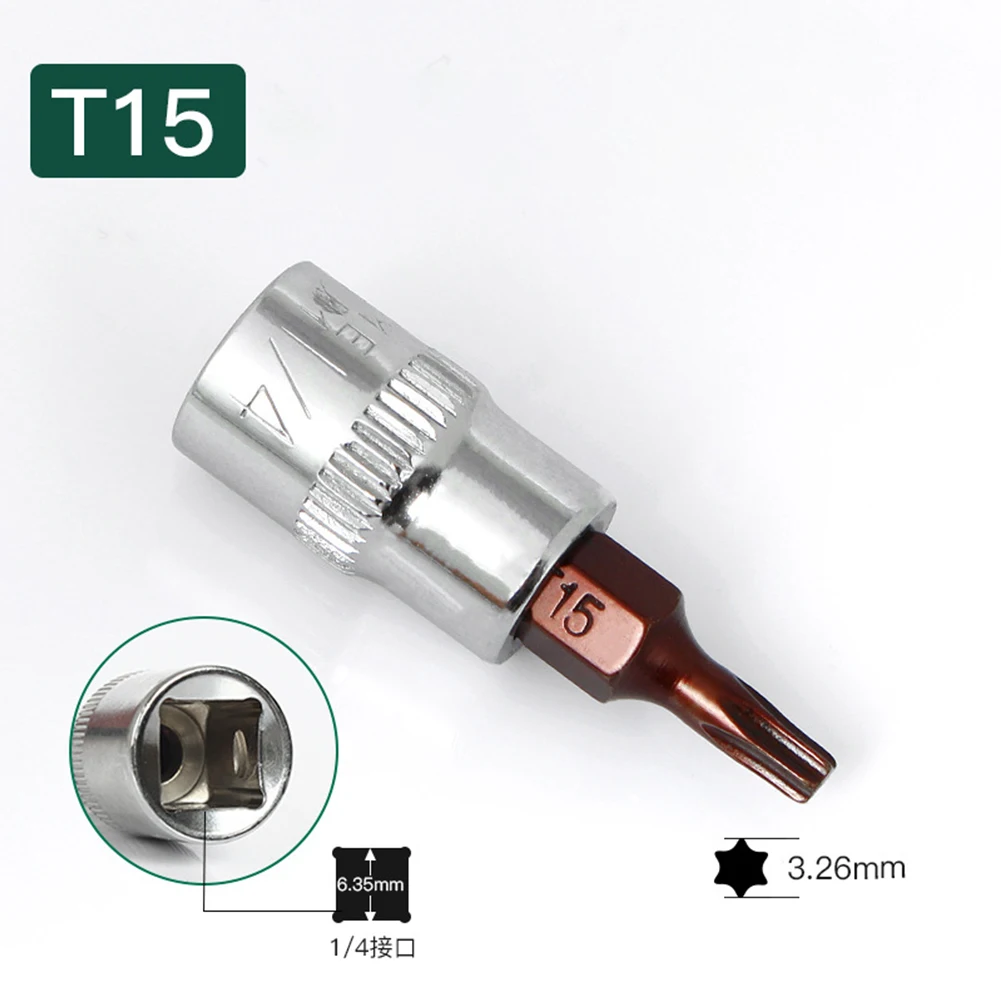 Фото 5 шт. отвертки Torx 1/4 дюйма, инструменты с торцевой головкой T15/T20/T25/T30/T40, металлическое оборудование, ручные инструменты, детали, аксессуары №5