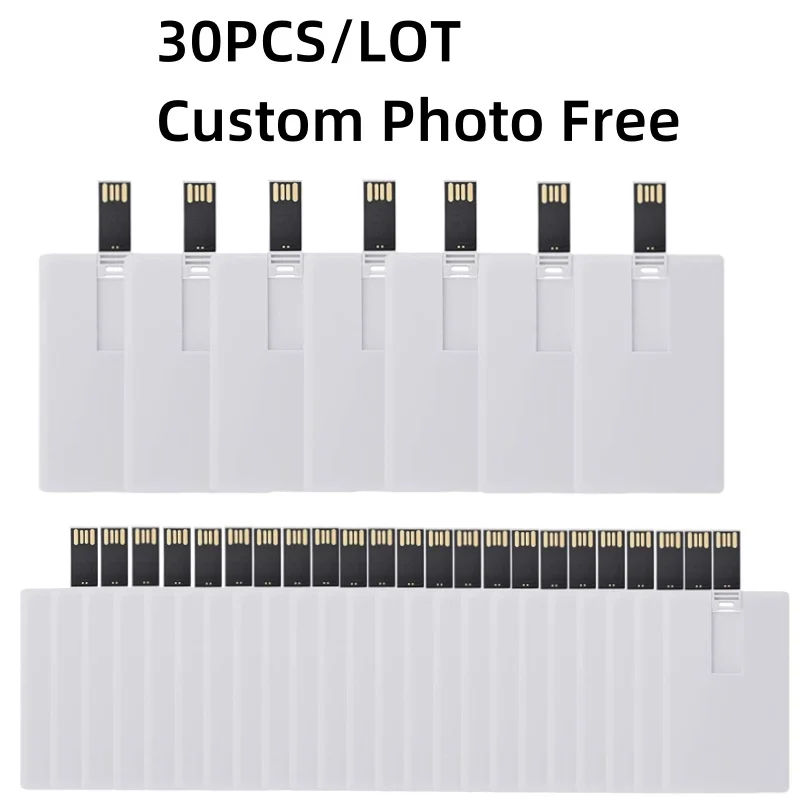 30 шт./лот, форма карты с логотипом для бизнеса, пластиковая USB-накопитель, 32 ГБ, 64 ГБ, флэш-накопитель для банкоматов, кредитная визитная карта, USB-флеш-накопитель Хранение данных