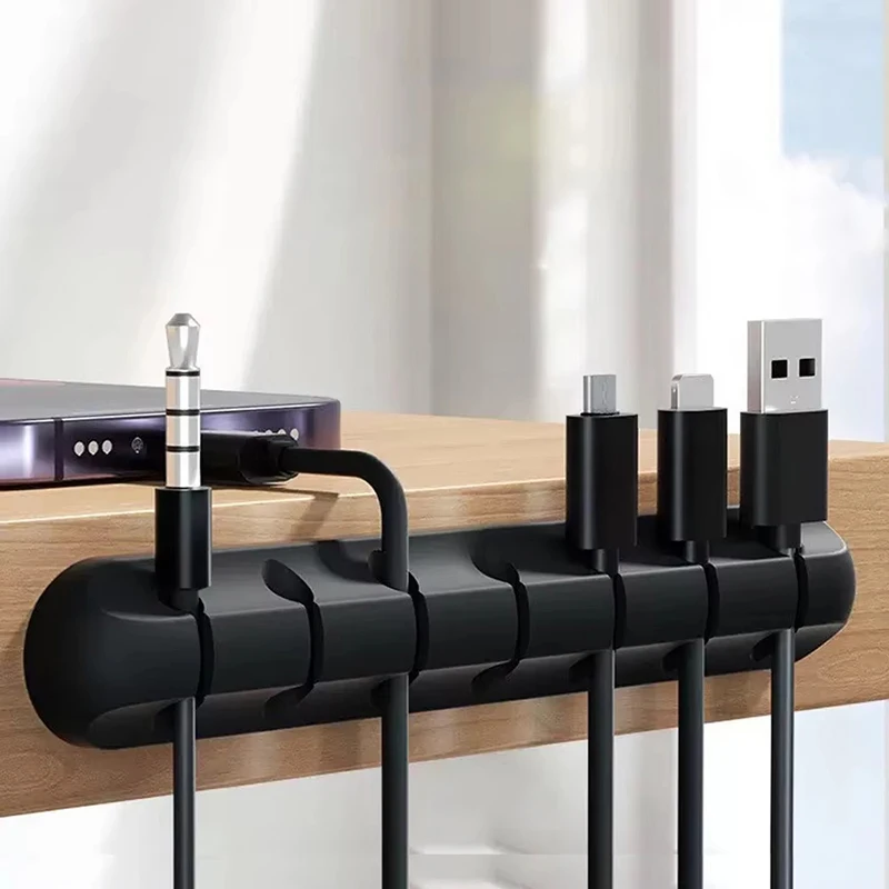 Силиконовый держатель USB-кабеля, зажимы для управления шнуром, органайзер для проводов для настольного компьютера, USB-кабели для зарядки, тумбочка, мышь, провод для наушников