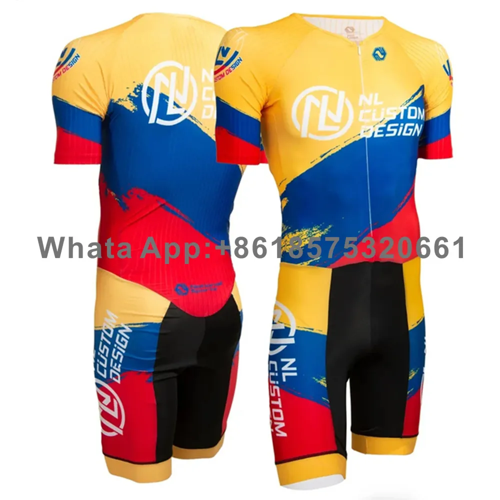 Фото Мужской костюм для коньков Pro Team Triathlon Licra Speed, комбинезон для роликовых коньков, удобный летний костюм для быстрого катания на коньках №4