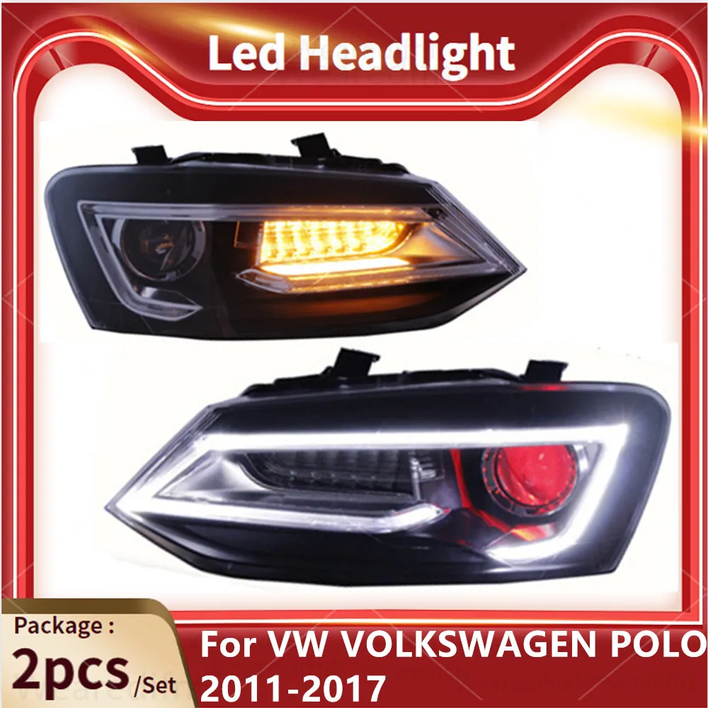 Автомобильные светодиодные фары для Volkswagen VW Polo Vento MK5 2011-2017 Trendline Comfortline Highline Base Передние DRL указатели поворота
