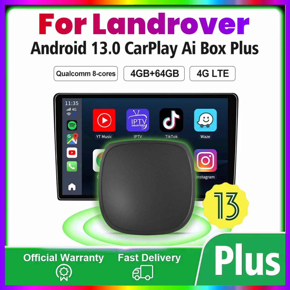 Android 13 CarPlay Smart Ai Box 4G + 64G GPS 4G LTE для YouTube Netflix для Land Rover RANGE ROVER DISCOVERY DEFENDER 90 110 130