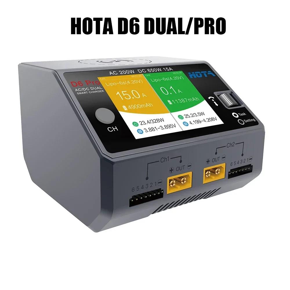 Умное зарядное устройство HOTA D6 Dual/Pro AC200W DC650W 15A для Lipo LiIon NiMH аккумулятора с беспроводной зарядкой IPhone Samsung