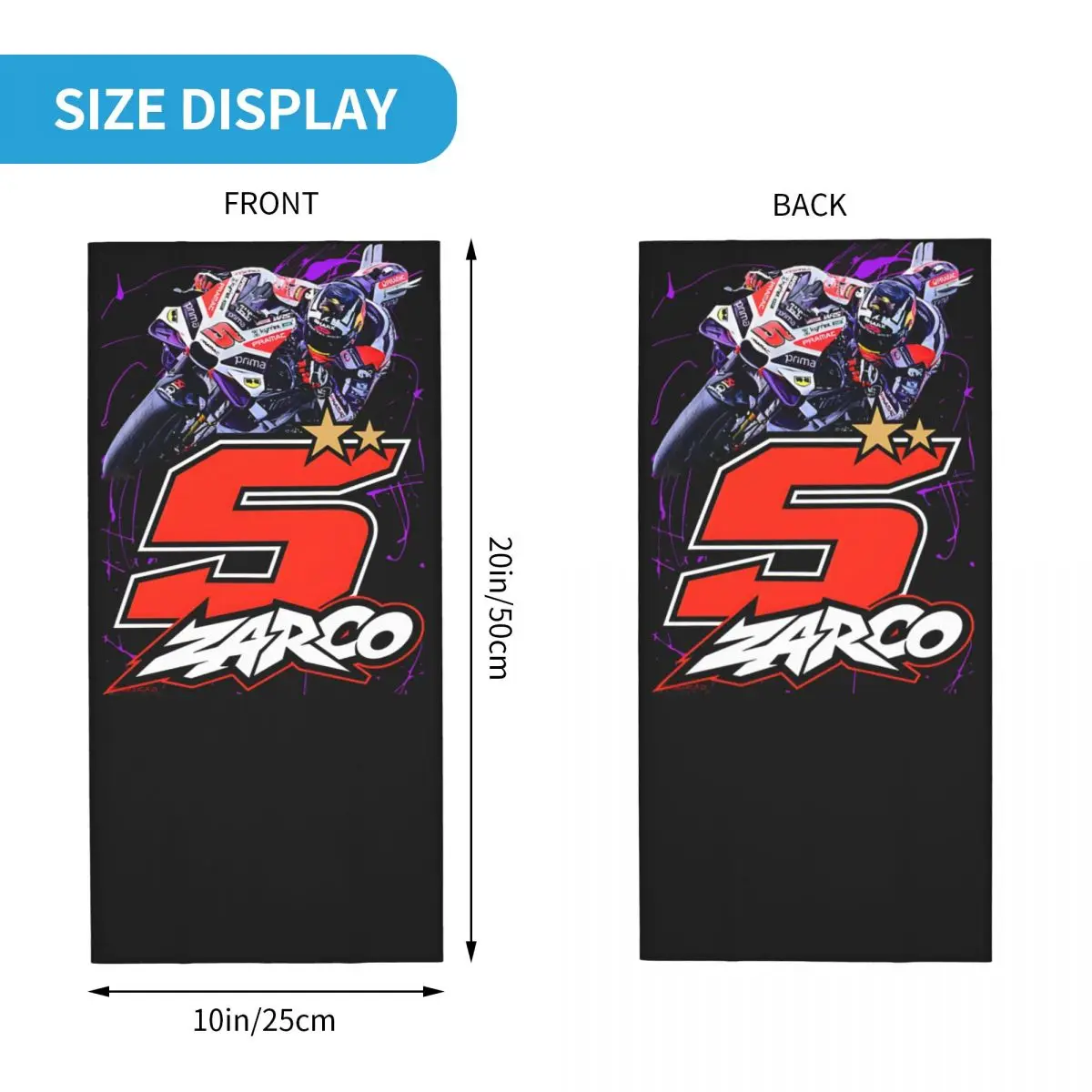 Фото Женская маска для лица Johann Zarco Number 5, шарф-бандана для езды на мотоцикле или велосипеде №2