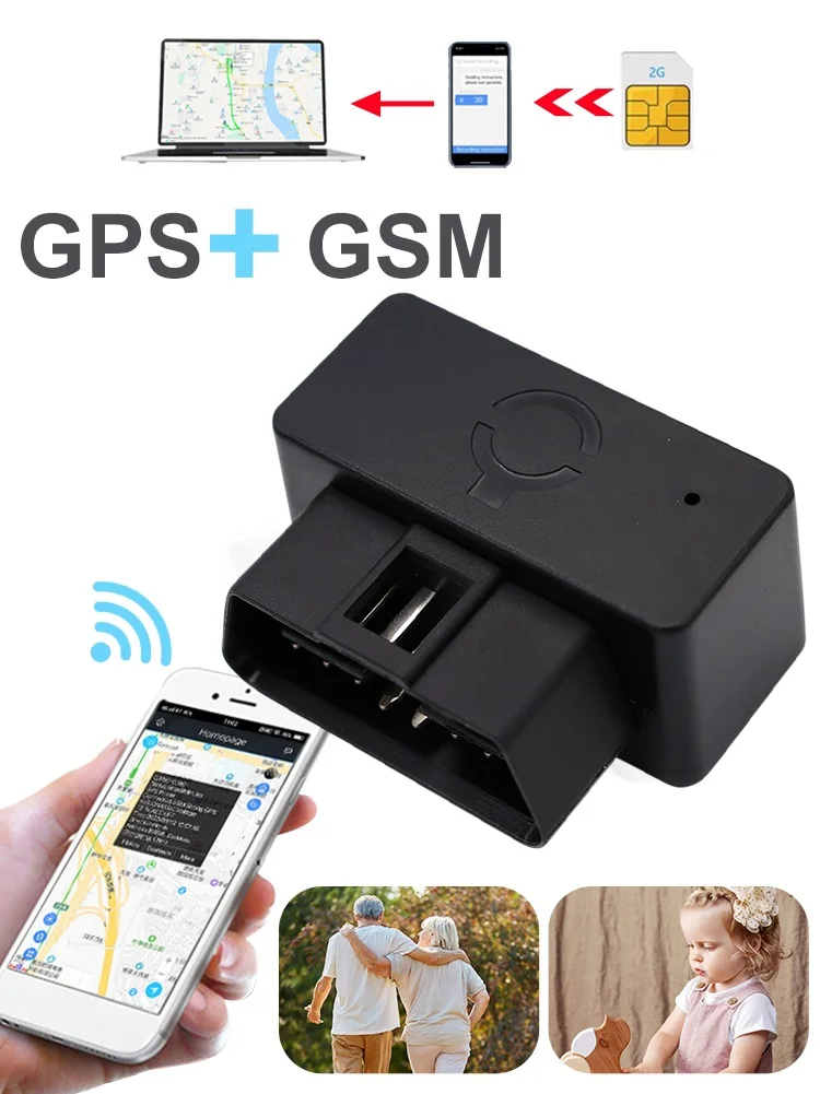 GPS-Трекер OBD 2G для автомобиля, GPS-локатор для определения местоположения автомобиля, маршрута, истории превышения скорости, с защитой от потери, бесплатное веб-приложение