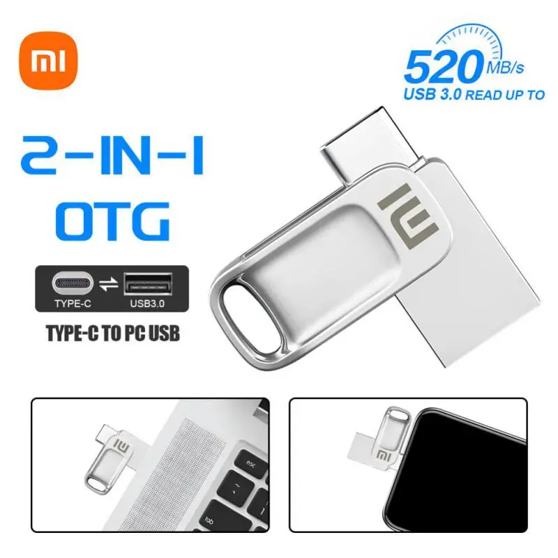 Фото Mijia Xiaomi USB флэш-накопители 2 ТБ высокоскоростной флэш-накопитель 2 в 1 USB 3,0 128 ГБ 256 ГБ USB-накопитель 1 ТБ для ноутбука, планшетного ПК №2