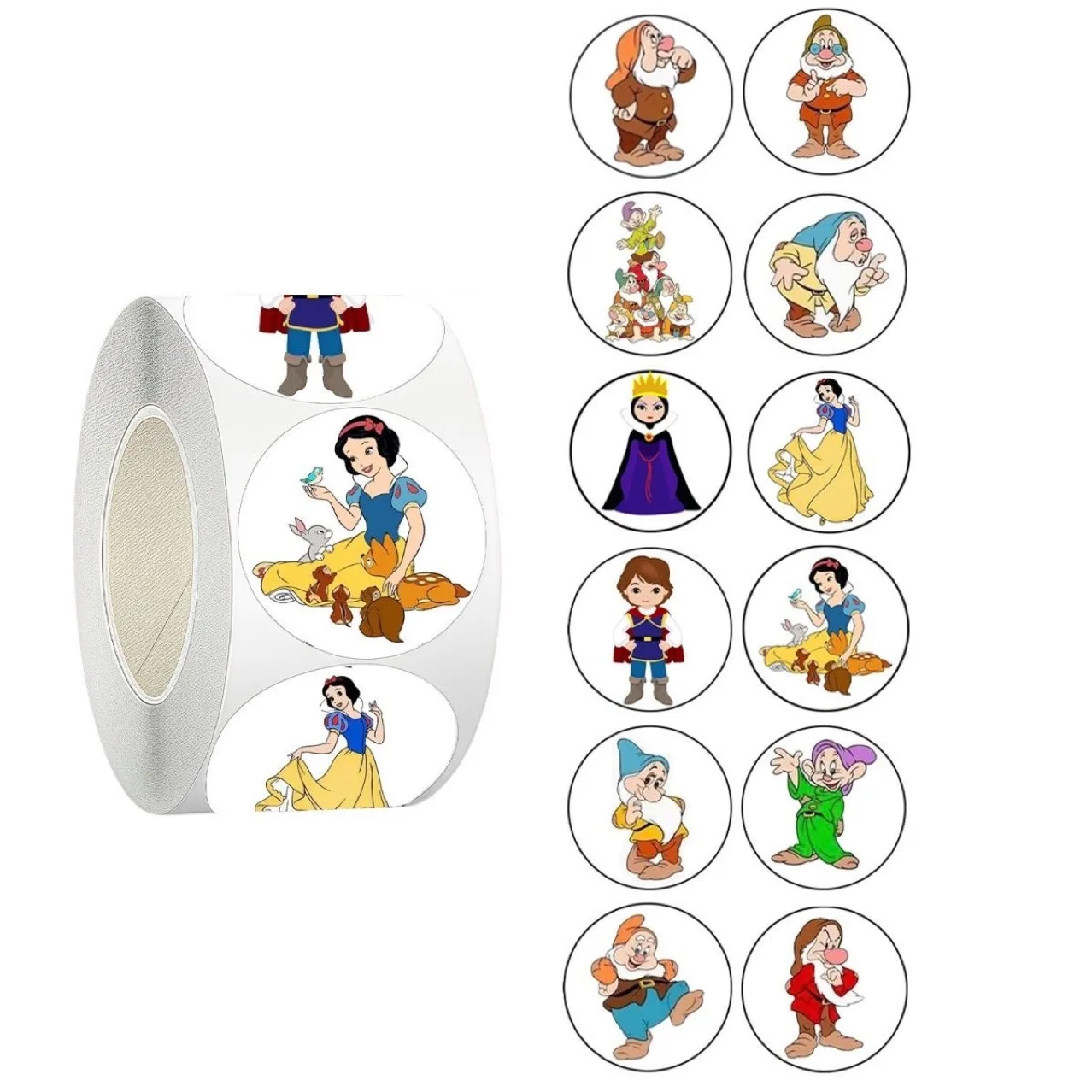 500 шт./рулон Disney Белоснежка принцесса семь гномов уплотнительные наклейки DIY ПВХ наклейки для ноутбука украшения награда подарочная игрушка