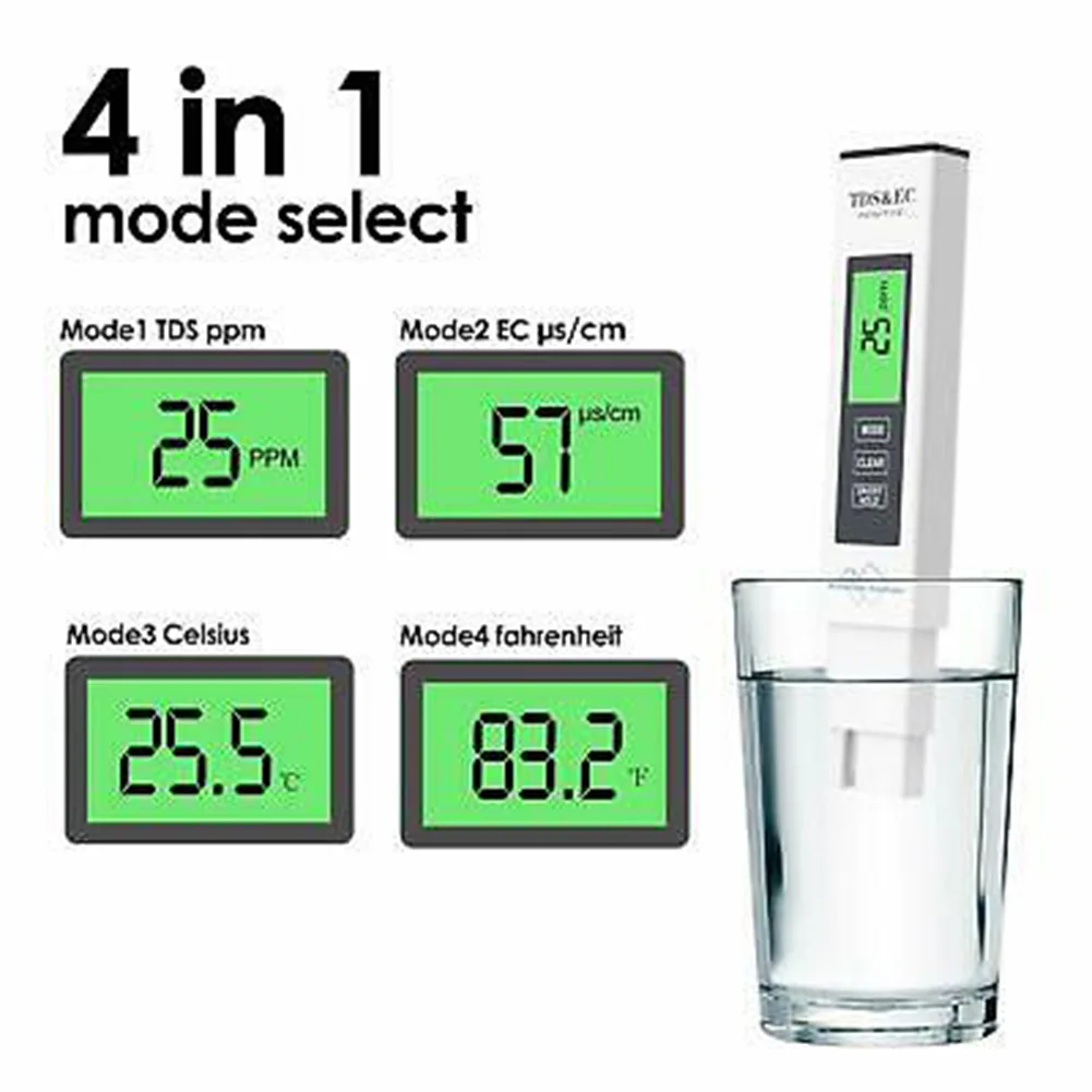 Фото Цифровой тестер 4 в 1 PPM, надежный тестер качества воды и чистоты, Автоматическая компенсация температуры, подходит для телефона №5