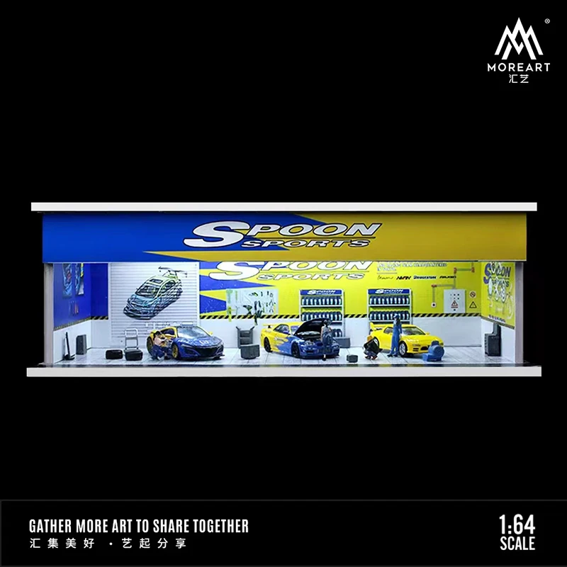 Фото MoreArt 1:64 Сборка диорамы Светодиодное освещение Гараж Модель питания USB Автомобильная станция с пылезащитным чехлом - ложка и расширенное покрытие №3