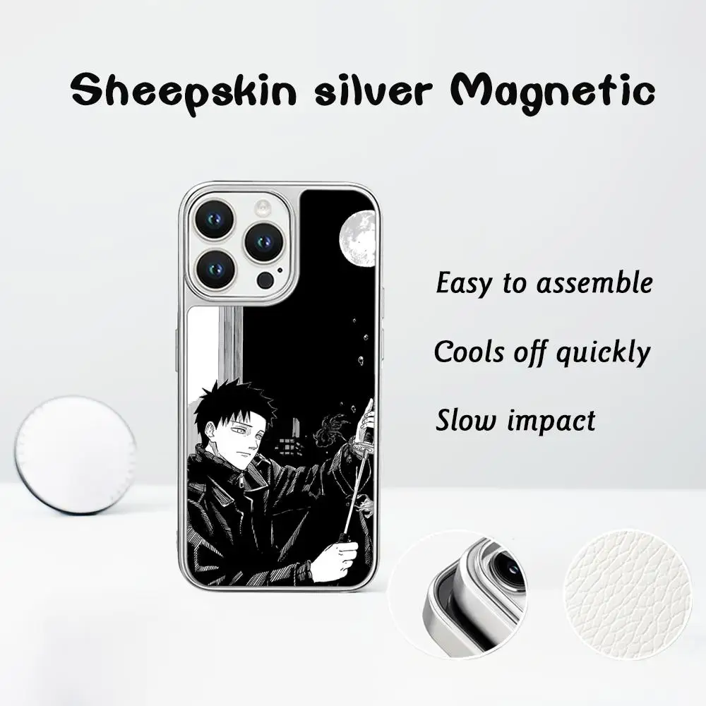 Чехол для телефона Kagurabachi с крутым японским аниме-узором для iPhone 16, 15, 14, 13, 12, 11 Pro Max, защитный чехол из овчины с серебряными краями