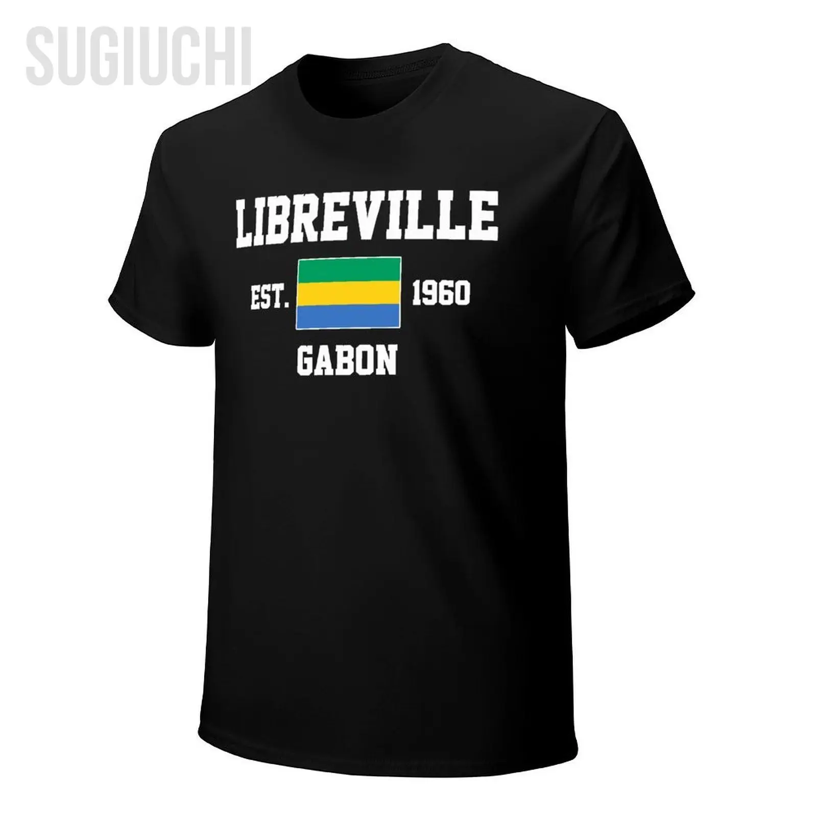 Фото Мужская футболка с патриотическим флагом Gabon EST.1960 Libreville, футболки, футболки с круглым вырезом, женская одежда для мальчиков, 100% хлопок №4