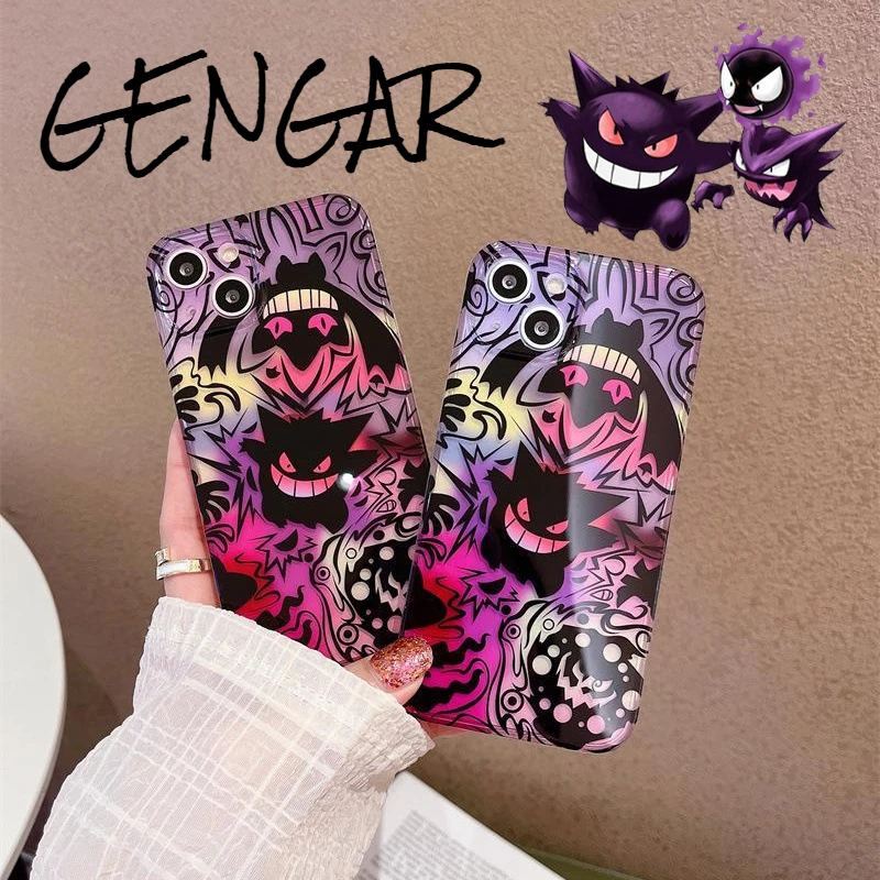 Прозрачный чехол из ТПУ Pokemon Gengar для Apple iPhone 11, 12, 13, 14, 15, 16 Pro Promax, модный противоударный чехол, защитный чехол