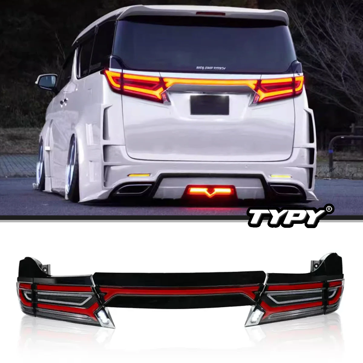 Задний фонарь TYPY для Toyota 2015-2023 годов, задний фонарь для Toyota Alphard Tail светильник 2019-2021 Vellfire, полный задний фонарь, дневные ходовые огни, тормоза