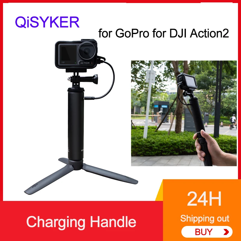 Портативная ручка QiSYKER из алюминиевого сплава для зарядки для GoPro для экшн-камеры DJI Action2 большая емкость 6000 мАч инструмент для фотосъемки