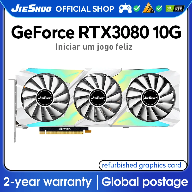 JIESHUO RTX 3080 10G для GDDR6X GPU 2 компьютера 320BIT GPU Play RTX3080