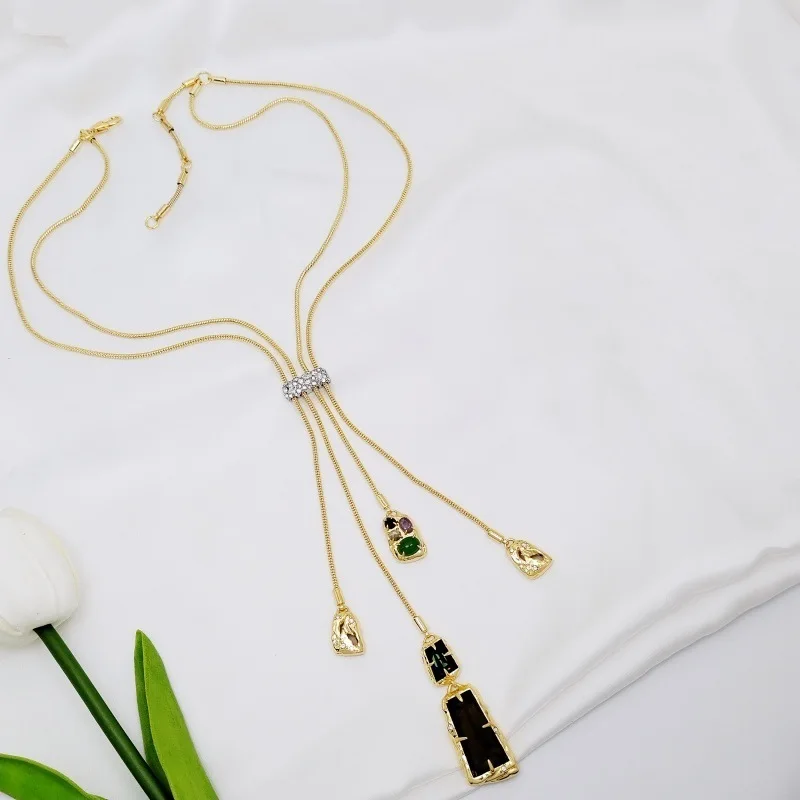 Фото Qingdao Chic AB Модные серьги и ожерелья с геометрической формой и классическим медным дизайном №5
