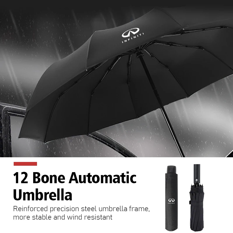12 Bone Автомобильный логотип автоматически складывающийся зонтик, прочный Ветрозащитный для Infiniti FX35 Q30 G37 QX70 G35 QX50 QX60 QX80 QX30 JX35 G25 G37