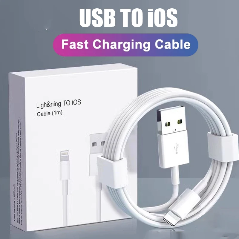 Оригинальный USB-кабель для быстрой зарядки для iPhone 14 13 12 11 Pro Max Mini 8 Plus XR X XS SE, кабель для быстрой зарядки и синхронизации данных, 1 м 2 м