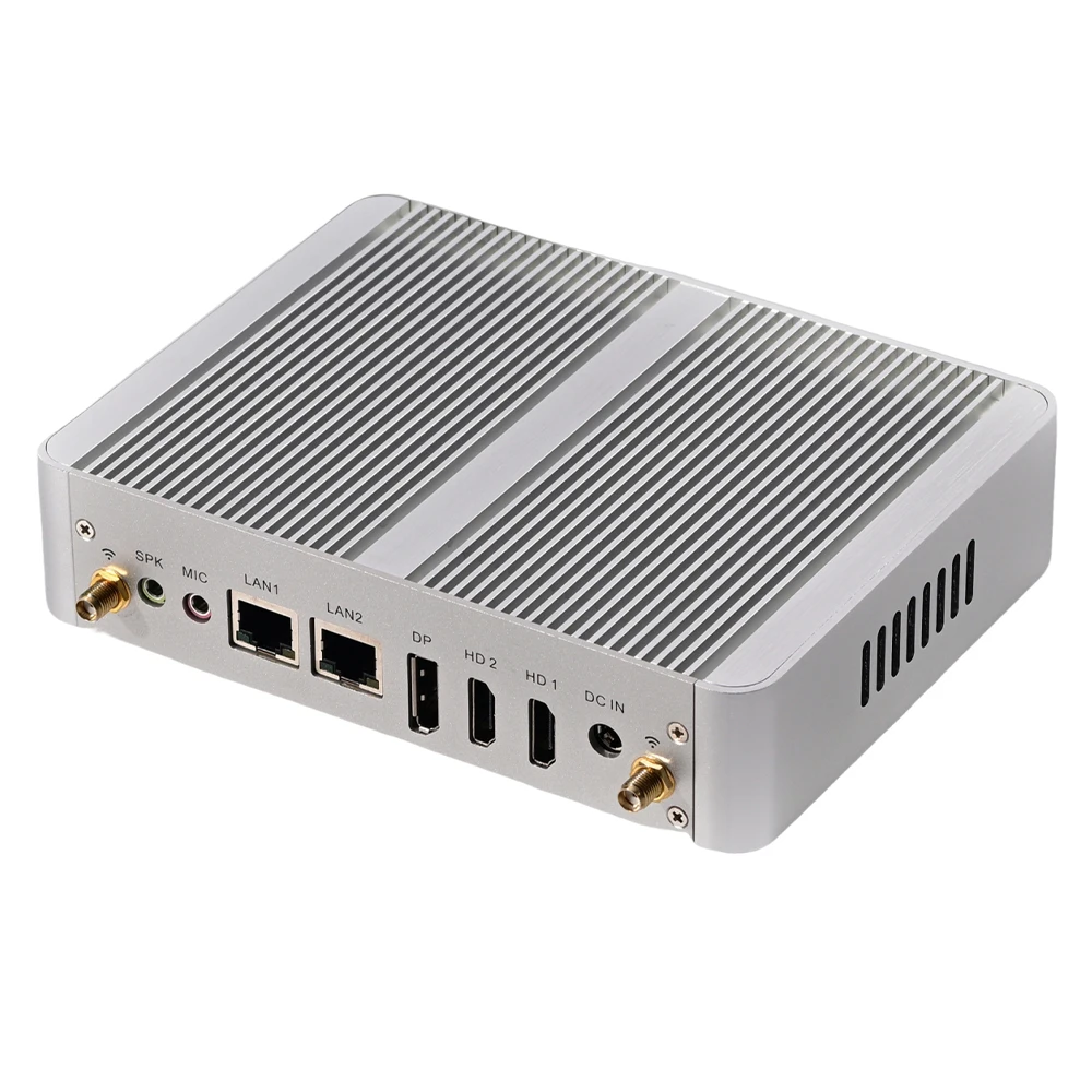 Мини-ПК Partaker без вентилятора Alder Lake-N Intel N100 Windows 11 Pro 2x LAN 1x DP 2x HDMI WiFi HTPC Настольный компьютер Мини-ПК