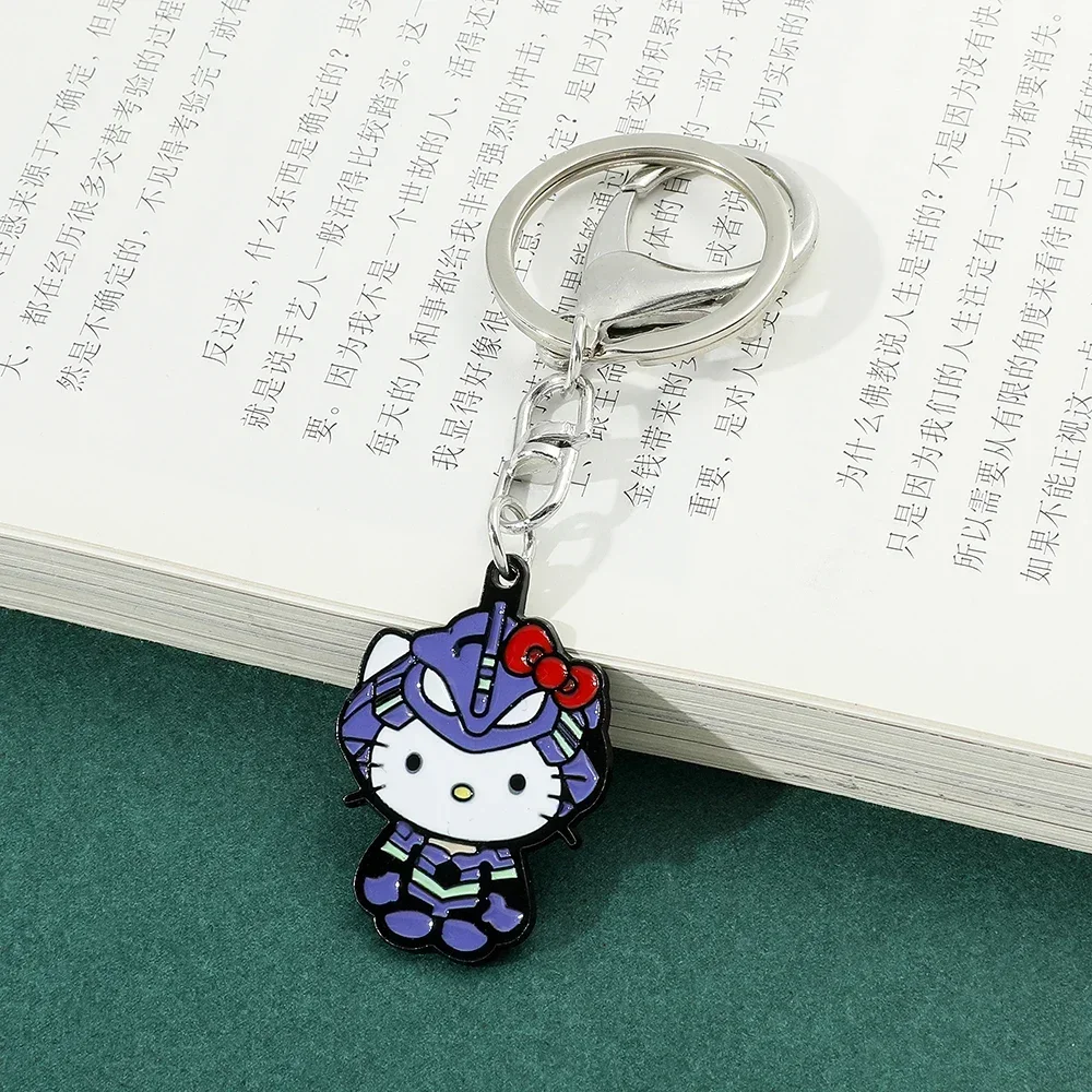 Эмалированный брелок NEON GENESIS EVANGELION Mecha Hello Kitty, EVA-01, мужские и женские модные украшения, брелок для девочек, аксессуары