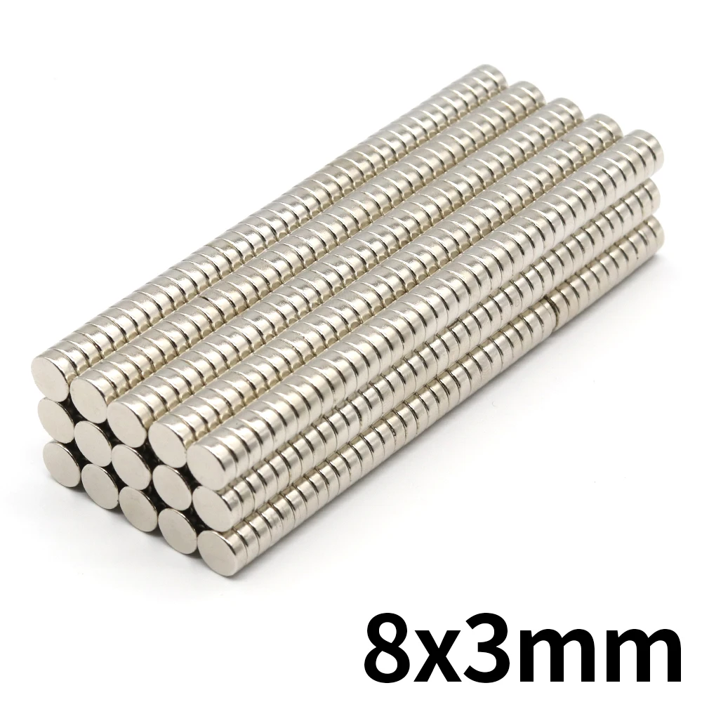 Неодимовый магнит 8x3 круглый NdFeB N35 супер мощный маленький постоянный магнитный диск Imanes 20/50/100/200/500 шт.