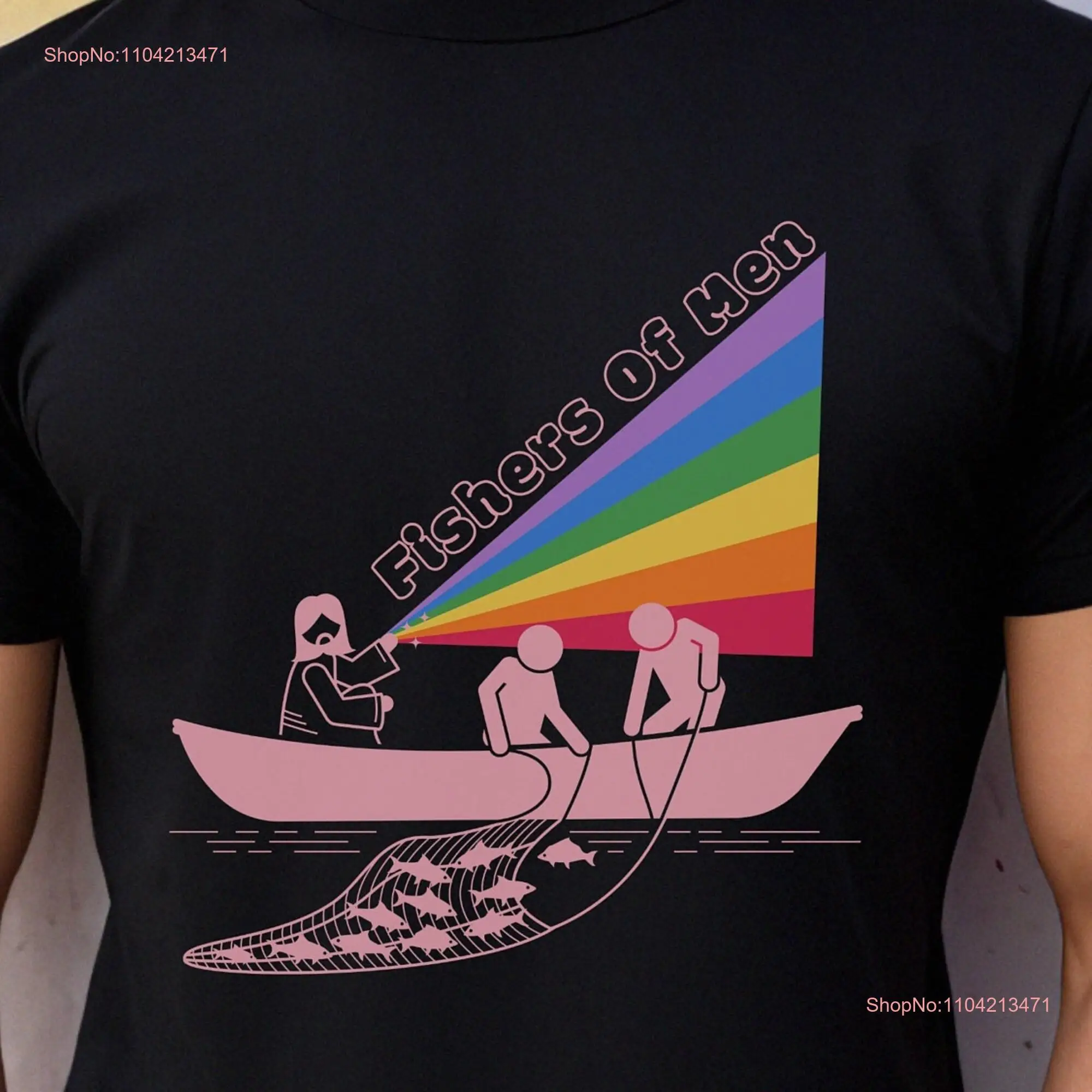 Футболка Queer Funny Pride Иисус Фишер мужчин Гей ЛГБТ Sailor Rainbow с длинными или короткими рукавами
