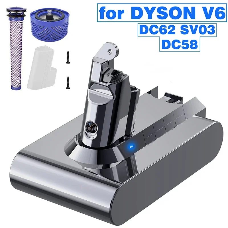 Литий-ионная батарея 21,6 в 6000 мАч для пылесоса Dyson V6 DC58,DC59,DC62, 770880, SV03,SV04,SV05,SV06,SV07,SV09