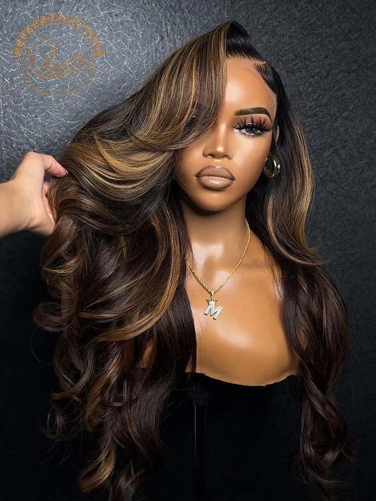 Фото Orange Ginger Brown Highlight Wig Human Hair 13x6 hd Lace Front Wig Pre Plucked Ombre Blonde Lace Frontal Wigs For Women №5