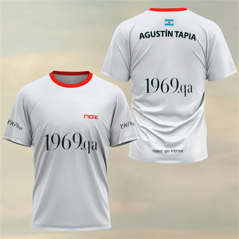 Фото Fashion letter print t shirt for men badminton table tennis training clothing summer casual o-neck short sleeve tees loose tops №2