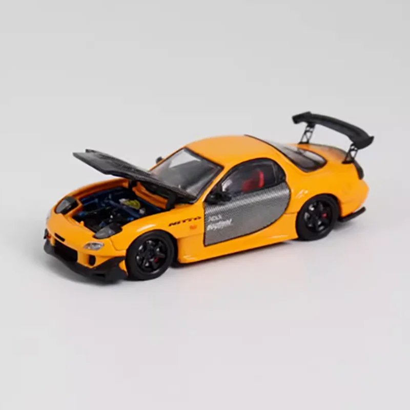 Фото Масштаб 1:64 для Mazda RX7 Amamiya FD3S, открытая версия, модель автомобиля из сплава, статическая коллекция, украшенные праздничные подарки, игрушки №4