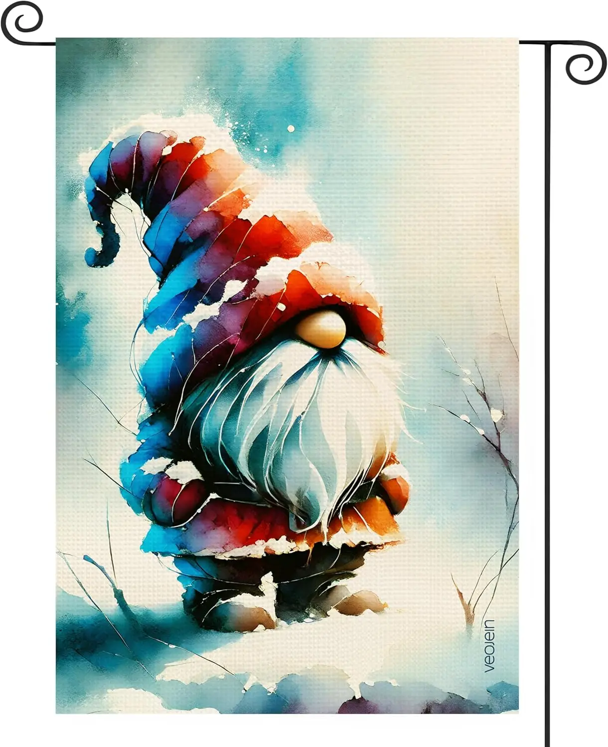 Whmscl Welcome Gnome Burlp Grden Flg — красочный Wtercolor Desgn, двусторонний, прочный Outdoor Flg, del для Wnter nd Holdy Sesons,