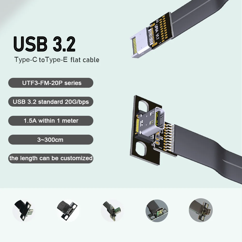Плоский удлинительный кабель USB 3.2 Type-C, складной на 90 градусов, 20 Гбит/с, с перегородкой PCI для материнской платы ITX/ATX, корпус A4